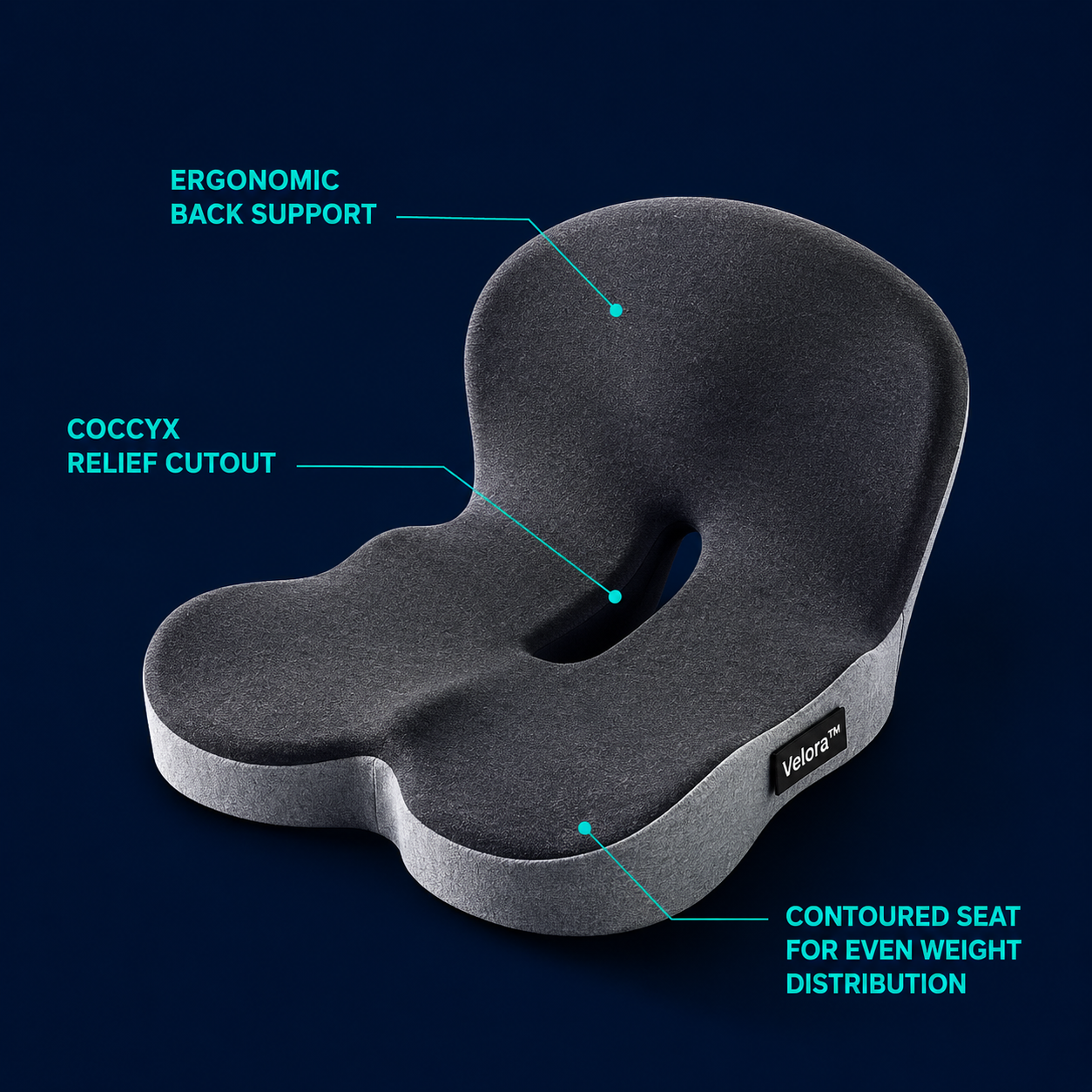 Velora™ Orthopedic Seat Cushion | Relieve Tailbone & Lower Back Pressure